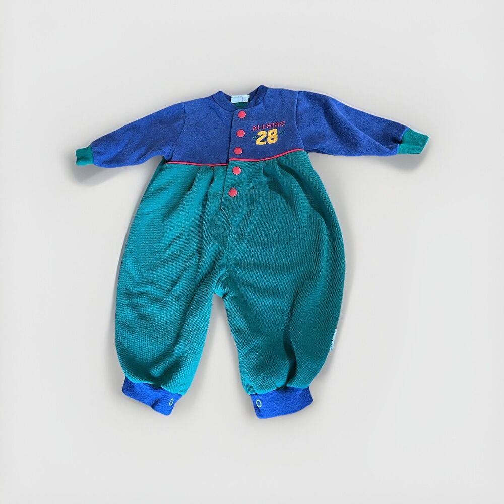Vintage Boys Color Block Romper All-Star  28 Y2K Kids One Piece  Size 12 Months